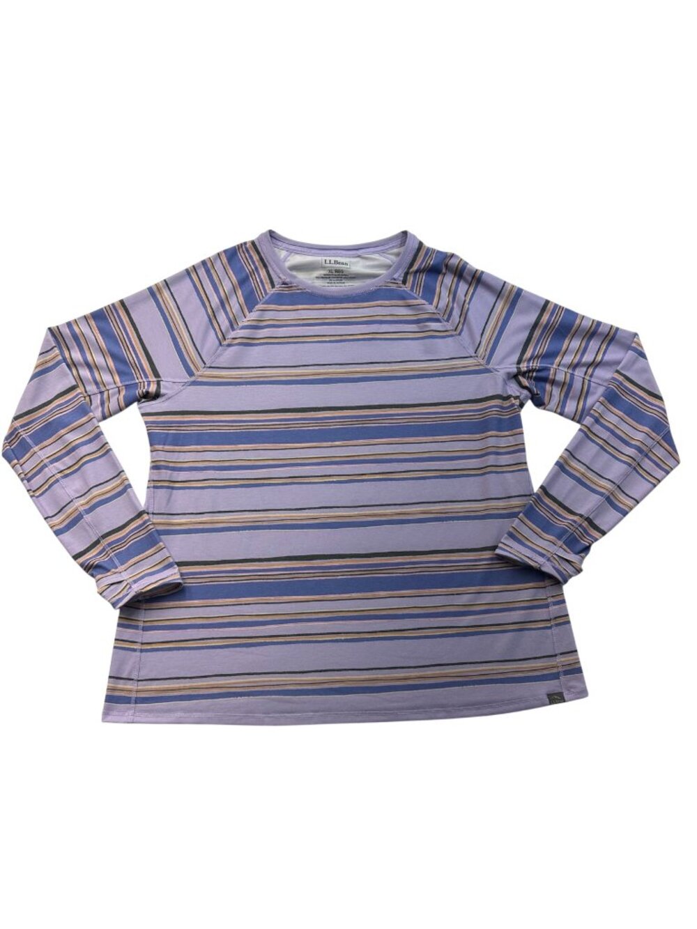 LL Bean Womens Everyday SunSmart Tee Crewneck Long Sleeve Stripe Size XL Purple